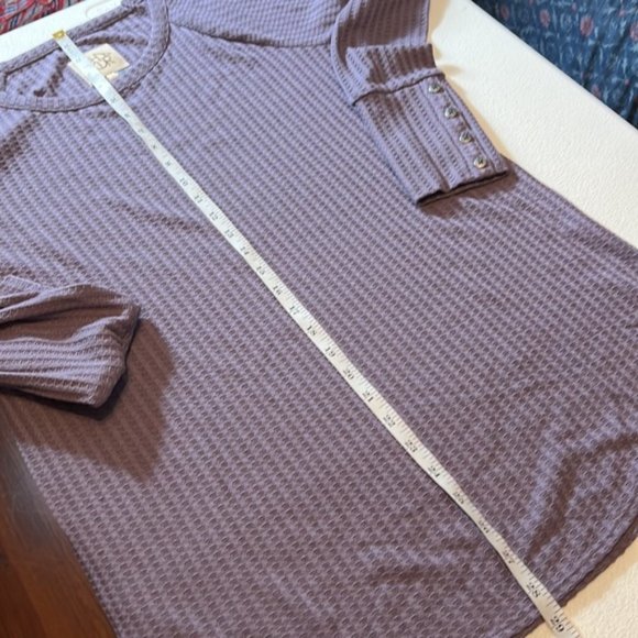 Chaser Dark Lavender Waffle Knit Long Sleeve Top Sz L - Picture 6 of 6